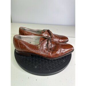 Stacy Adams Mens Oxford Dress Shoes Brown Faux Alligator Tassel Lace Up 9.5